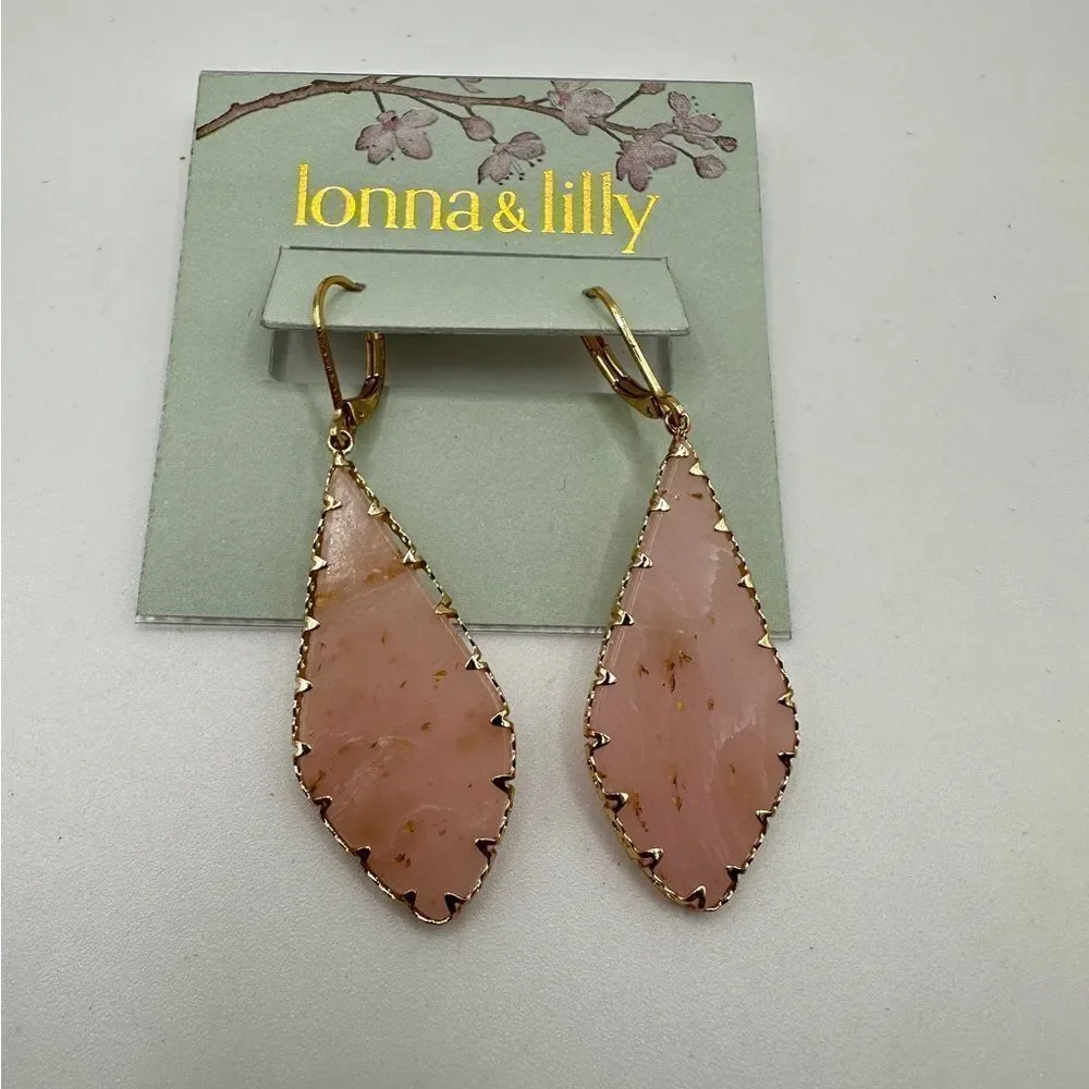 NWT Lonna & Lilly Pink kite shaped, gold tone‎ dangle earrings!